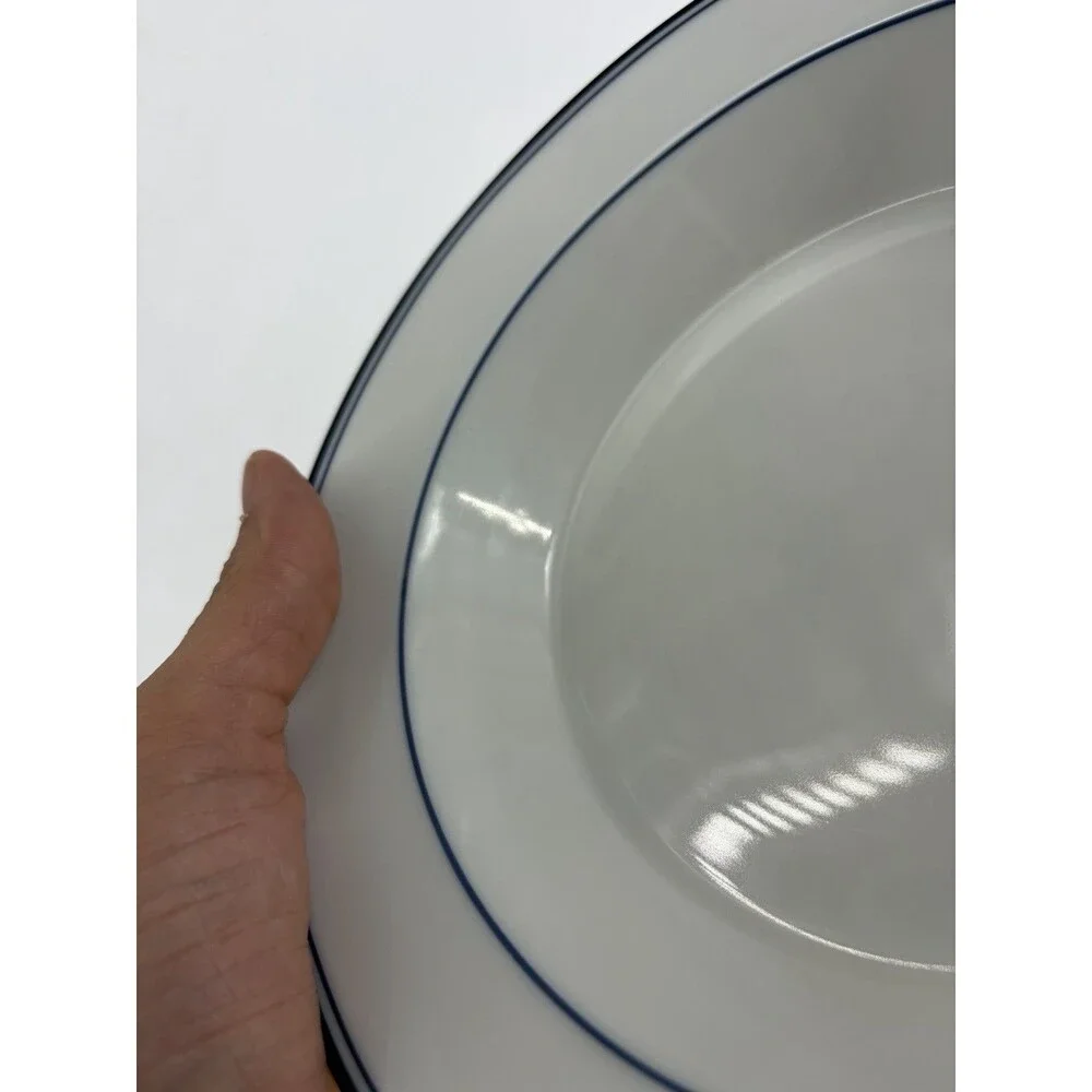 Dansk International Design Concerto Allegro TL Blue White Rim Soup Pasta Bowls 4